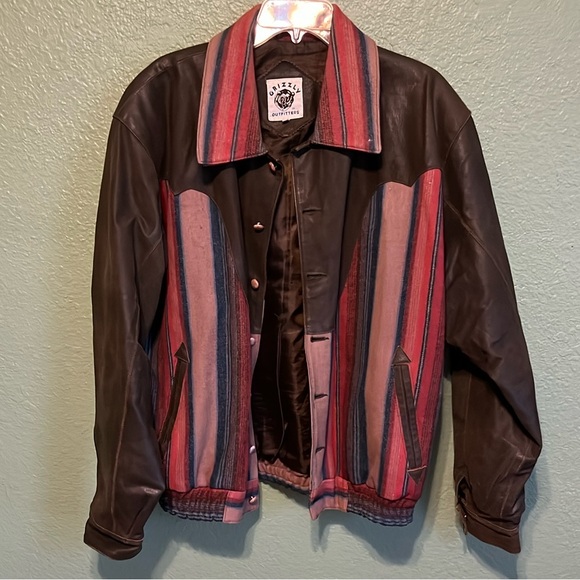 Vintage Grizzly Outfitters Wool Leather Bomber Jacket - Picture 3 of 12